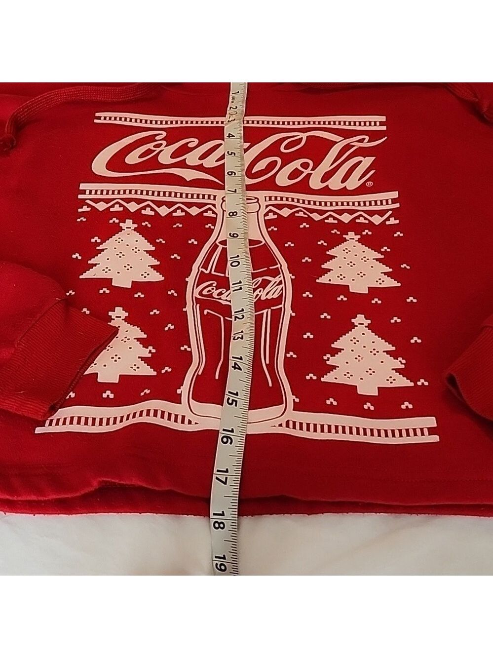Coca Cola Christmas Hoodie Cropped Draw String  Womens / Juniors Size S - Picture 4 of 6